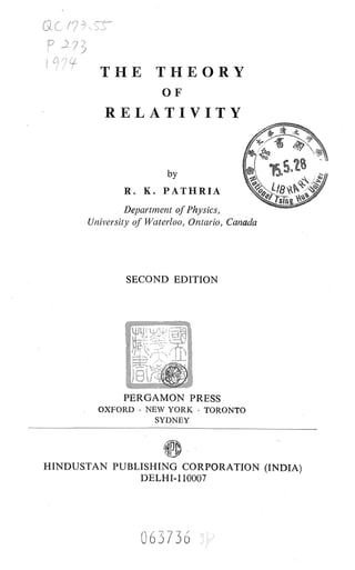 Pathria Theory Of Relativity 2nd Edition Pathria R K | PDF