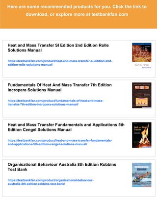 Heat and Mass Transfer 2nd Edition Kurt Rolle Solutions Manual | PDF