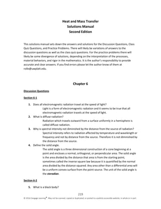 Heat and Mass Transfer 2nd Edition Kurt Rolle Solutions Manual | PDF
