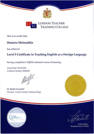 TEFL Certificate-Nov 2014