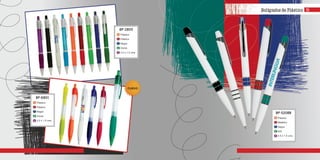 BP-5208B
Plástico
Metálico
Negra
N/A
4.5 x 1.5 cms
m
c
t
g
a
BP-2805
Plástico
Plástico
Negra
Goma
3.2 x 1.0 cms
m
c
t
g
a
Bolígrafos de Plástico
BP-6801
Plástico
Plástico
Negra
Goma
3.2 x 1.0 cms
m
c
t
g
a
15
nuevo
 