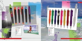 BP-3902C
Plástico
Plástico
Negra
N/A
3.8 x 1.2 cms
m
c
t
g
a
BP-9902
Plástico
Plástico
Negra
Goma
m
c
t
g
a
B= 6.4 x 1.3 cms
C= 1.3 x 1.0 cms
Bolígrafos de Plástico 17
 