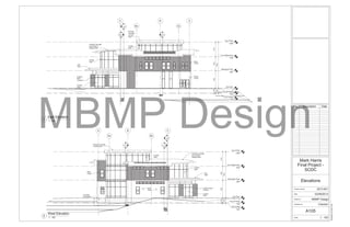 First Floor
0
Mezzanine Floor
4500
AC B
Top of Footing
-1200
Top of Mezzanine
8100
Top of Roof
11800
U/S Footing
-1400
1
A106
AxBx
1
A107
2
A107
Brick
Finish
Exterior
Brick
Columns
Curtain
Wall
Curtain
Wall
Curtain
Wall
Stone
Finish
Precast
Concrete
Curved
Roof
3700360045001200200
118001400
81717
1616 1818 18 18 1616
2626 26 26 26 26 26
22222222 22 22 221:11
1:11
Flat
Roof
Precast Concrete
(Insul-Deck )
Sloped Roof
First Floor
0
Mezzanine Floor
4500
A CB
Top of Footing
-1200
Top of Mezzanine
8100
Top of Roof
11800
U/S Footing
-1400
1
A106
26
26
26
Ax Bx 1
A107
2
A107
Brick
Finish
Stone
Finish
Concrete
Foundation
Exterior Brick
Column
Curtain
Wall
26 26
26 26
26 26 262626
26
26 26 26 26 26 26 26 26
Curtain
Wall
3700360045001200200
118001400
Curtain
Wall
Precast Concrete
Curved Roof
1:11
1:11
Flat
Roof
Precast Concrete
(Insul-Deck)
Sloped Roof
Scale
Checked by
Drawn by
Date
Project number
1 : 100
02/08/20136:30:51PM
Elevations
2013-001
Final Project -
SCDC
Mark Harris
02/08/2013
MBMP Design
Checker
A105
No. Description Date
1 : 100
East Elevation
1
1 : 100
West Elevation
2
MBMP Design
 