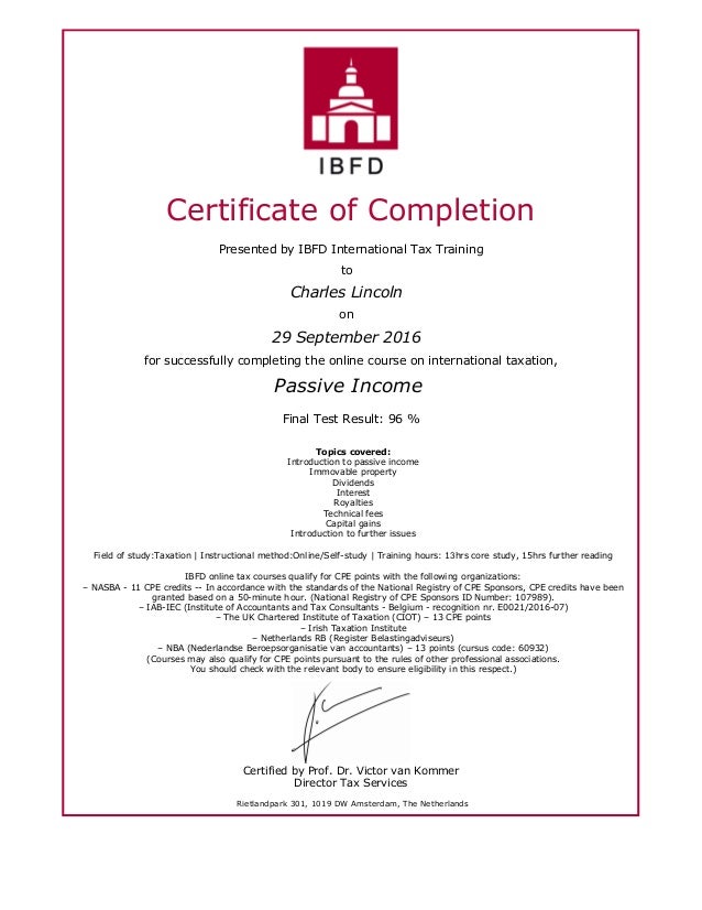International Taxation Certificate TUTORE ORG Master of Documents International Taxation Certificate TUTORE ORG Master of Documents