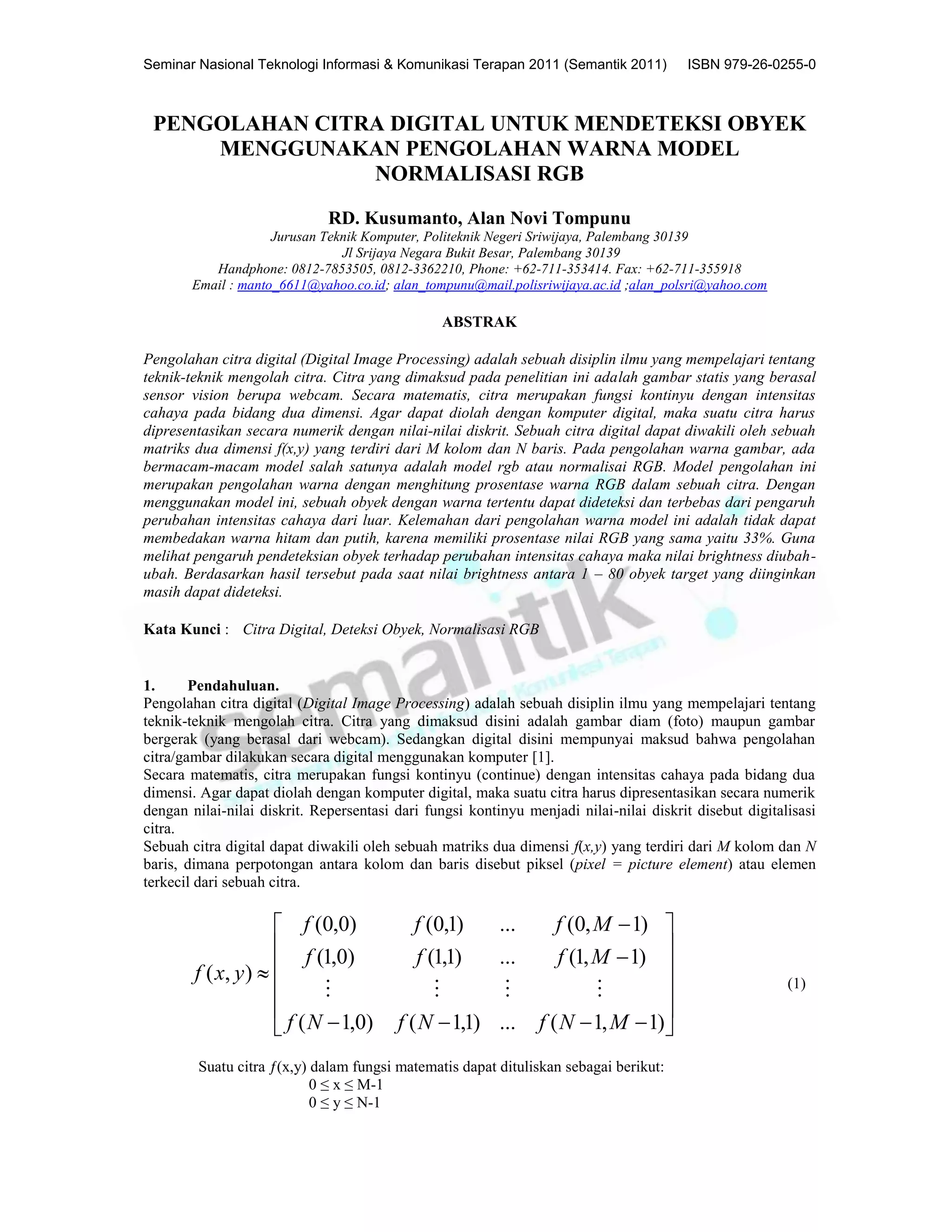 jurnal pengolahan citra | PDF