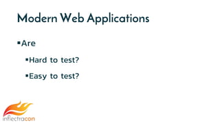 Modern Web Applications
Are
Hard to test?
Easy to test?
 
