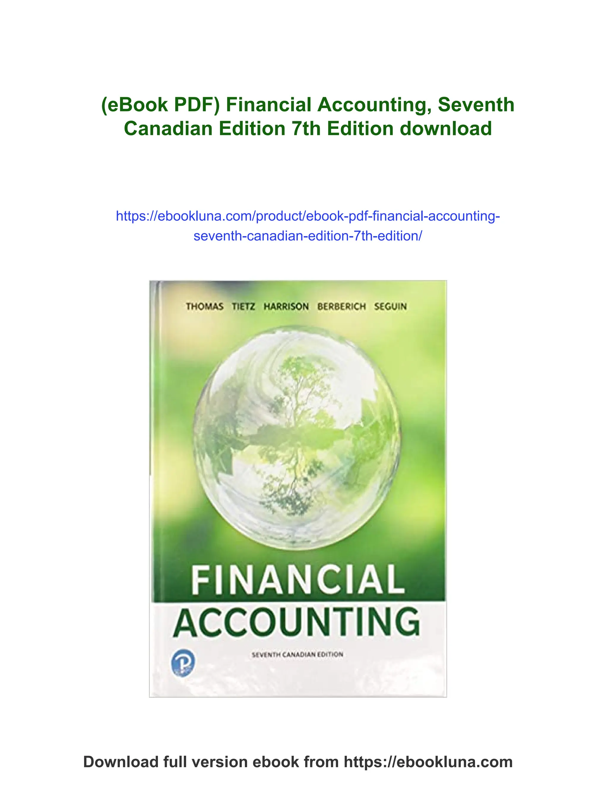 eBook PDF) Financial Accounting, Seventh Canadian Edition 7th