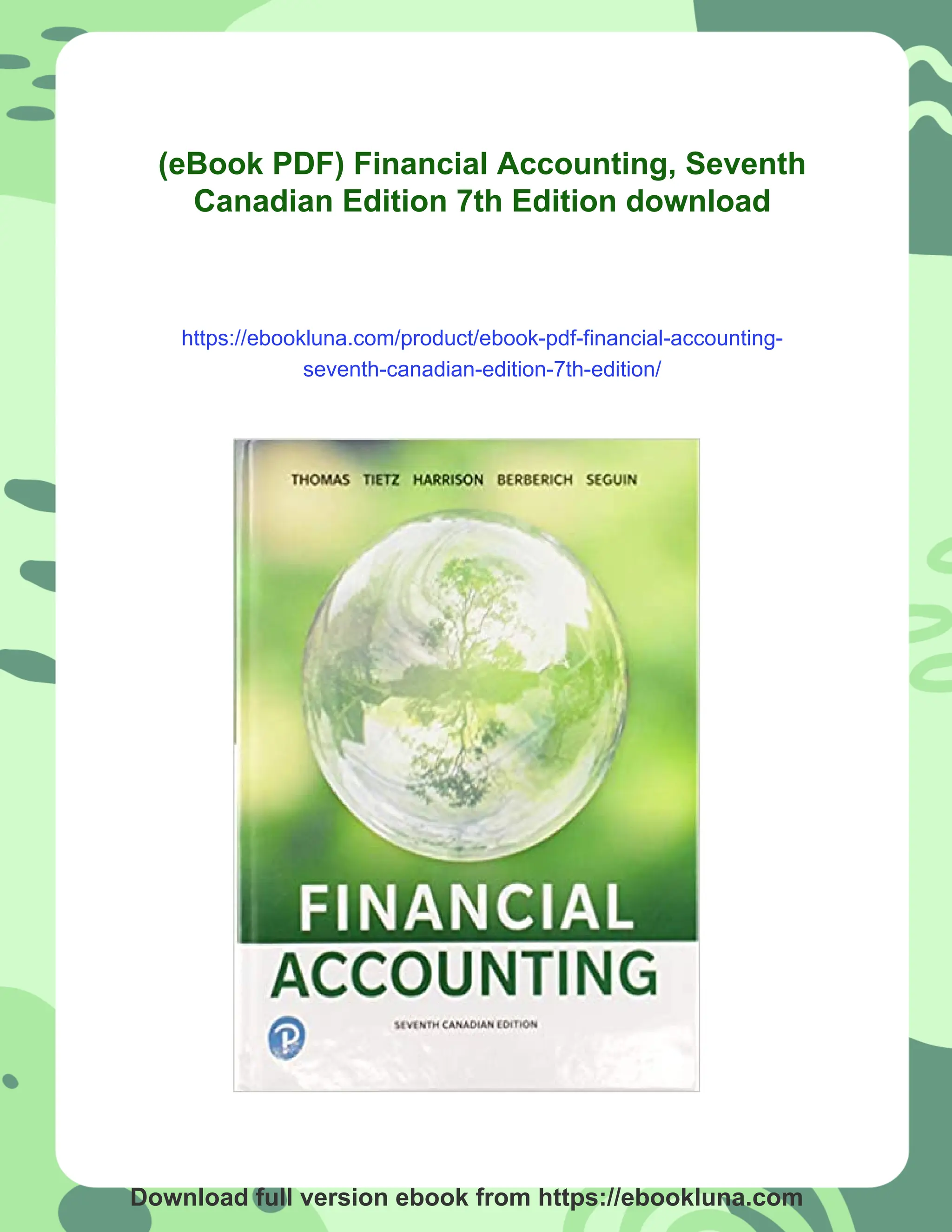 eBook PDF) Financial Accounting, Seventh Canadian Edition 7th
