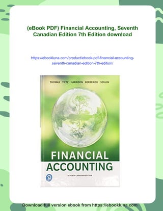 eBook PDF) Financial Accounting, Seventh Canadian Edition 7th