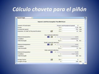 Cálculo chaveta para el piñón
 