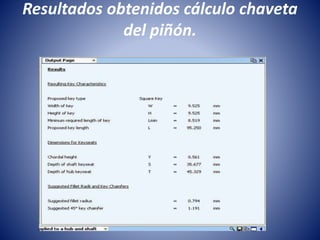 Resultados obtenidos cálculo chaveta
del piñón.
 
