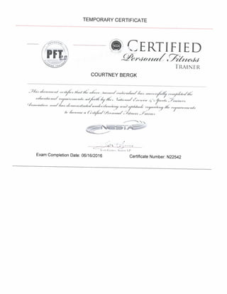 Courtney Bergk NESTA Certification