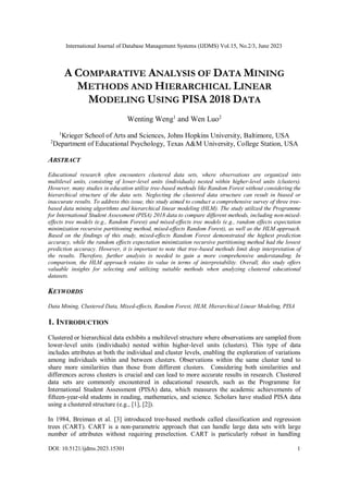 A Comparative Analysis of Data Mining Methods and Hierarchical Linear ...