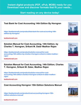 Solution Manual for Cost Accounting 14th Edition by Horngren | PDF
