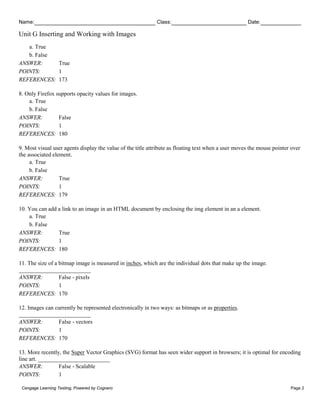 Cogenro Mathprint Comprehensive Test Bank for HTML5 and CSS3 Illustrated 2nd Edition | PDF