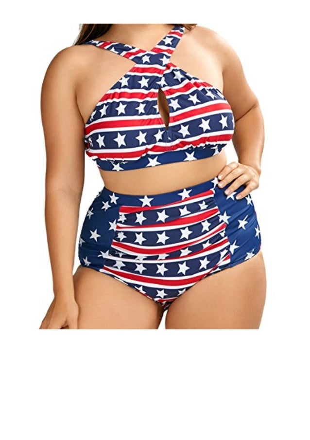 high waisted american flag bikini
