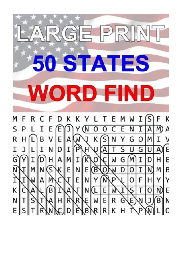 50 States Large Print Word Find Lil Book Club Easy To Read Theme