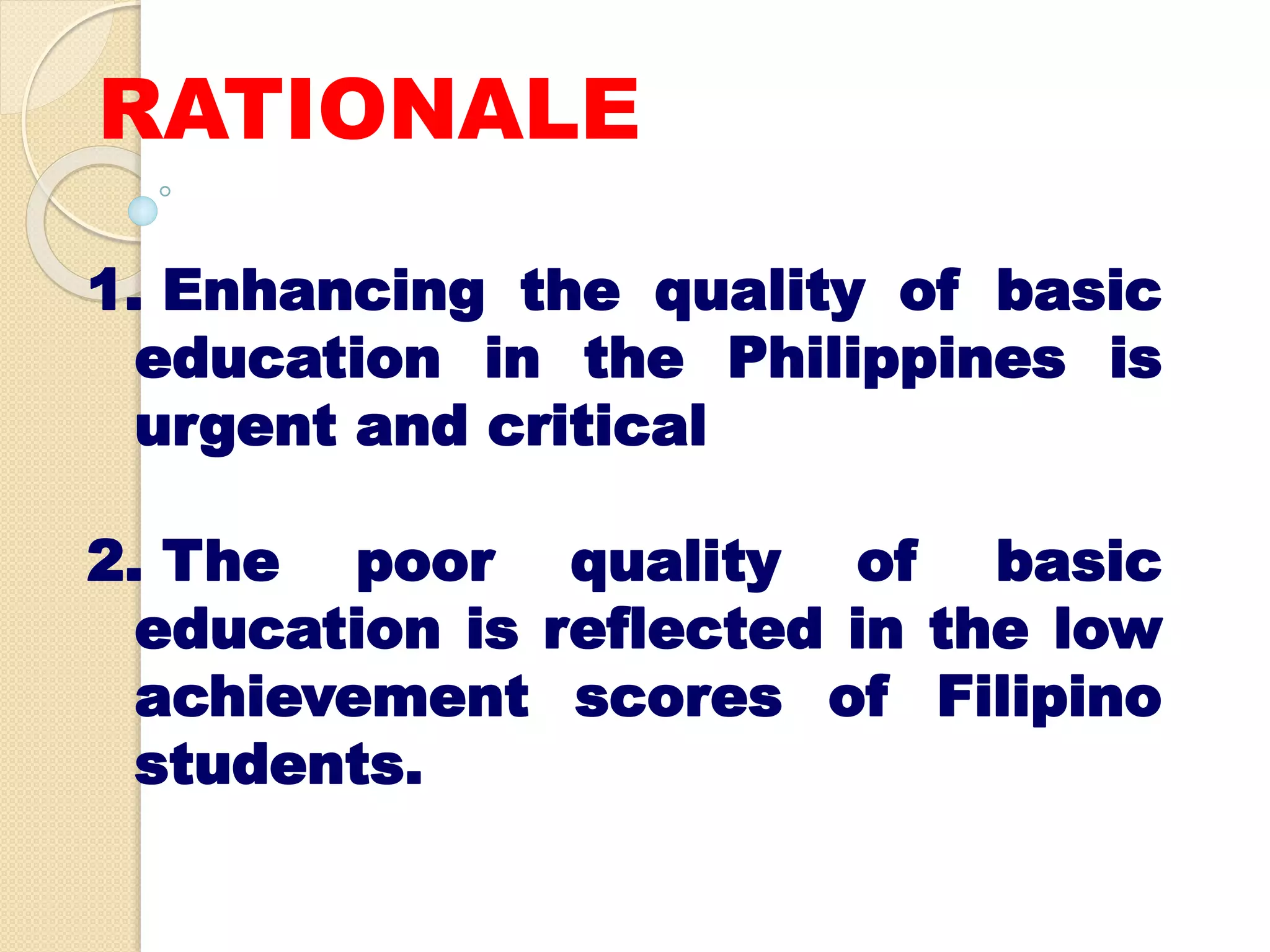K to 12 CURRICULUM FOR BASIC EDUCATION | PPTX