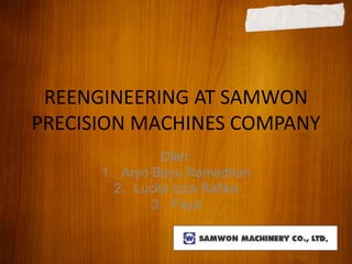 REENGINEERING AT SAMWON
PRECISION MACHINES COMPANY
Oleh:
1. Aryo Bayu Ramadhan
2. Lucita Izza Rafika
3. Faya
 