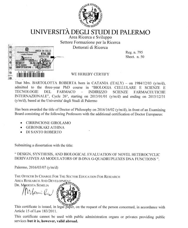 phd certificate