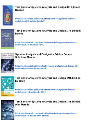 Systems Analysis and Design Rosenblatt 10th Edition Test Bank | PDF
