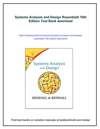 Systems Analysis and Design Rosenblatt 10th Edition Test Bank | PDF