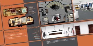 Airstream land yacht
The goal for this project was to design an airstream home for
a writer who wanted to travel and write her novel.
This design is based on Japanese architecture, with the peach
tree providing the concept.
NYC Penthouse
Project type:
Residential
Square Footage:
2850 sf
Location:
New York city
Education Level:
Sophomore
Project type:
Residential
Square Footage:
225 sf
Location:
Tallahassee
Education Level:
Sophomore
Photoshop
Digital Rendering
This design is based on the Statue of Liberty as a symbol. The lines and open space
suggest freedom. Natural materials and the neutral color palette represent cleanness,
positive spirit and nature.
 