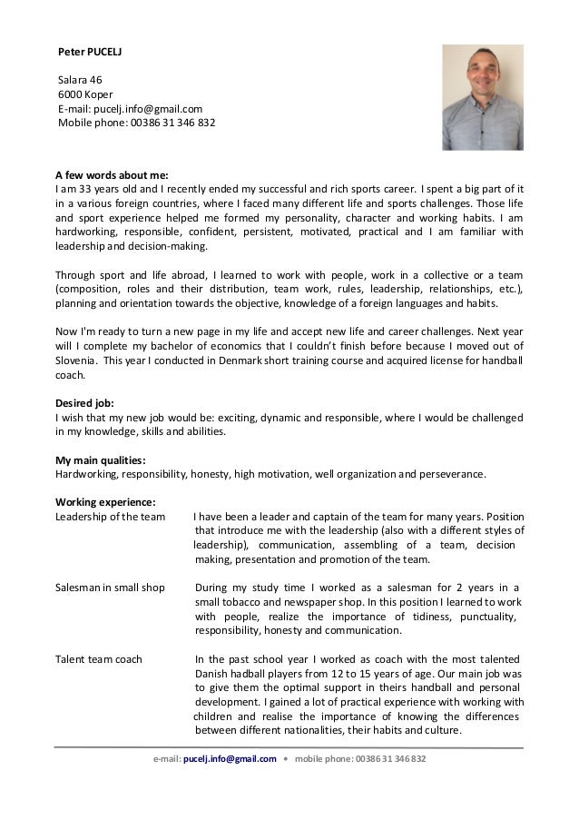peter pucelj funkcijski cv eng cv template for 15 year old