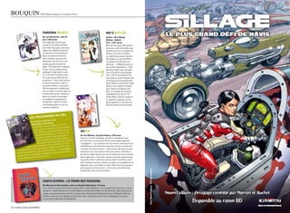 BOUQUIn.                           par Mélissa Idbazzi et Jonathan pretro




                                     PaNDora HeartS                                                       Mei’S butler
                                     De Jun Mochizuki, chez Ki-                                           auteur : rico Miyagi
                                     oon, 7,50 euros                                                      editeur : glénat
                                     une légende raconte que                                              Prix : 6,50 euros
                                     lorsqu’un homme commet                                               Mei est une jeune fille pleine
                                     un crime très grave, les mes-                                        de vie qui vient de perdre ses
                                     sagers de l’abysse viennent                                          parents lors d’un accident de
                                     le chercher et l’emmènent                                            voiture. Lors de ce drame,
                                     dans un endroit terrifiant.                                          un mystérieux jeune homme
                                     Voici le destin du jeune Oz                                          répondant au nom de Rihito
                                     Vessalius, héritier d’un des                                         se présente à elle pour lui
                                     quatre grands duchés du                                              déclarer : « Mademoiselle, je
                                     pays. précipité dans l’abysse                                        suis votre majordome. » Elle
                                     le jour de sa cérémonie de                                           découvre alors que son père
                                     passage à l’âge adulte, pour                                         est le fils aîné d’une famille
                                     un crime dont il ignore tout,                                        très riche et qu’aujourd’hui,
                                     Oz n’est pas au bout de ses                                          elle reste la seule héritière de
                                     surprises… Dans cette prison                                         la fortune de son grand-père.
                                     à l’écart du temps, il fait la                                       Entre Rihito et son frère cadet
                                     rencontre d’alice, une jeune                                         Kento, une rivalité s’installe
                                     fille aux pouvoirs mystérieux                                        pour attirer les faveurs de
                                     qui va l’aider à revenir dans le                                     Mei. Le combat du meilleur
                                     monde des vivants. pénétrez                                          majordome est lancé ! un
                                     dans un univers burlesque                                            shojo drôle, haut en couleurs
                                     et sanglant au graphisme                                             et mignon à souhait, où les
                                     somptueux. après l’animé,                                            beaux garçons n’ont pas fini
                                     ne manquez pas ce titre au                                           de vous faire tourner la tête.
                                     scénario haletant.



                                            ierS Du ciel
                    leS PriSoNN
                                       e burke, chez
                      De James le               ros
                        cast  erman, 9,45 eu                       fi-
                                                   être, d’un tra
                         c’est l’h istoire d’un pr                       e
                                                       e et d’une petit
                          quant, d’u  ne clandestin            à un dé-
                           fille. Même si
                                            cela ressemble
                                                               n’a rien
                                                                              arata
                                            blague, la suite
                            but de bonne                             re       De Yuu Watase, chez Kurokawa, 6,50 euros
                                              ur ca   use, ces quat
                              de drôle. Et po            place dans un        Dans un monde mythique, les dieux cohabitent avec
                               person  nages ont pris               marais    les humains en prenant la forme d’une épée appelée
                                                 écrasé dans les
                               avion qui s’est                   le tout,     « hayagami ». Les porteurs de ces armes sont soumis au
                                                 ur couronner
                                 Louisiane. po                         le
                salants de la                       ire va être la cib
                                                                              contrôle de la princesse du royaume. On les nomme les
                                  charge de l’affa         Les dialogues
                ant qui est en                                                « douzes fourreaux divins ». une seule tribu peut donner
     le lieuten                        que sa famille…
                     enaces, ainsi                            polars les      naissance à un successeur de la princesse, et arata en
     de terribles m                          lent ceux des
                            dessins rappel                                    fait partie. alors que le jour de la cérémonie de couronne-
      ta pent juste et les               ussis.
                      et les mieux ré                                         ment approche, c’est avec stupeur qu’arata apprend que
      plus sombres
                                                                              sa grand-mère l’a déclaré comme étant une fille et qu’il
                                                                              doit à présent assurer l’avenir du pays en acceptant de se
                                                                              déguiser pour accomplir le rituel. Mais tout ne se passe
                                                                              pas toujours comme prévu… un univers envoûtant qui
                                                                              promet bien des retournements.




                                     SaNta riViera : le VeNiN DeS PaSSioNS
                                     De Mancuso et Morvandiau, chez les requins Marteaux, 13 euros
                                     À mi-chemin entre feue la série américaine « santa Barbara » et le sketch des Inconnus « ca te
                                     barbera », santa Riviera est un petit bijou en termes de drôlerie et de dérision. avec des person-
                                     nages au sommet de leur forme et jouant leur rôle à fond (charles Bronson et Marilyn Monroe
                                     en tête, nous tenons d’ailleurs à les remercier), l’alchimie entre récit et dialogues accouche
                                     d’une œuvre délirante et décadente.



12 / caMpus Mag NOVEMBRE                                                                                                                     NOVEMBRE caMpus Mag / 13
 