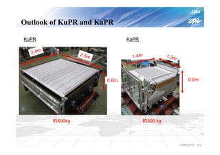 Outlook of KuPR and KaPR

KuPR                            KaPR

  2.4m            2.5m
                                 1 .4 m          1.2m




                         0.6m                                0.8m




         約400kg                        約300 kg




                                                        IGARSS2011   P10
 