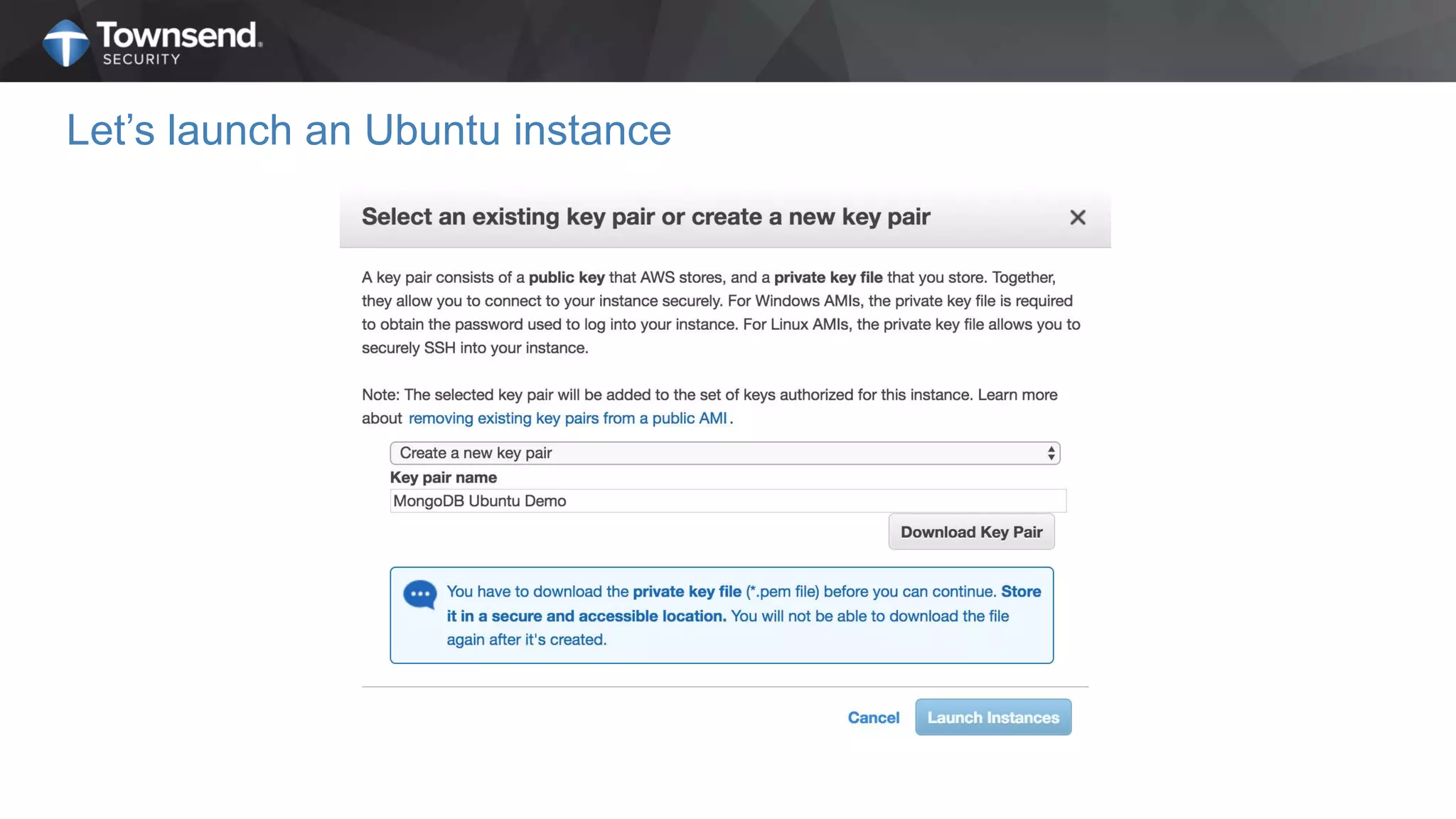 Let’s launch an Ubuntu instance
 