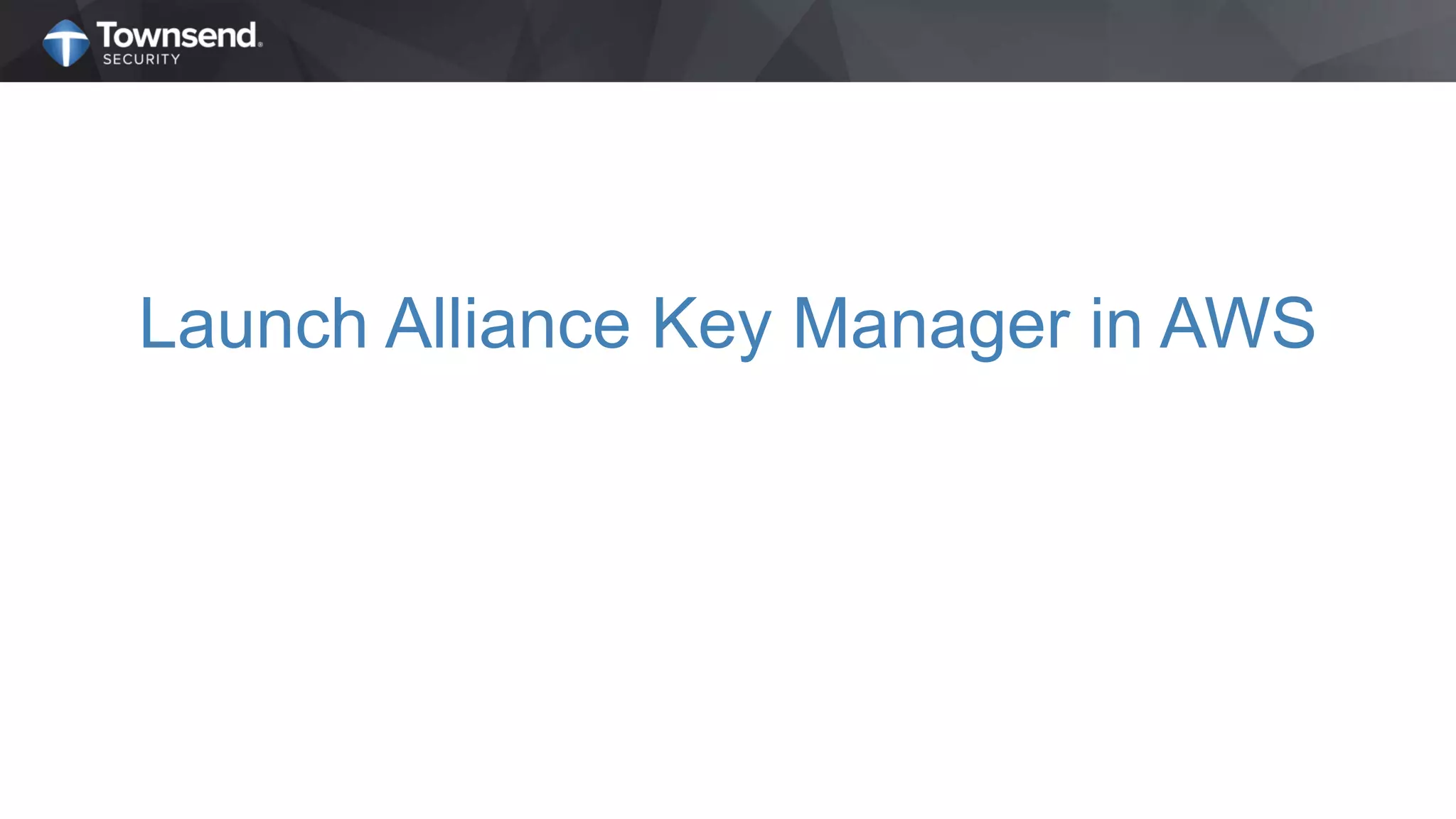 Launch Alliance Key Manager in AWS
 