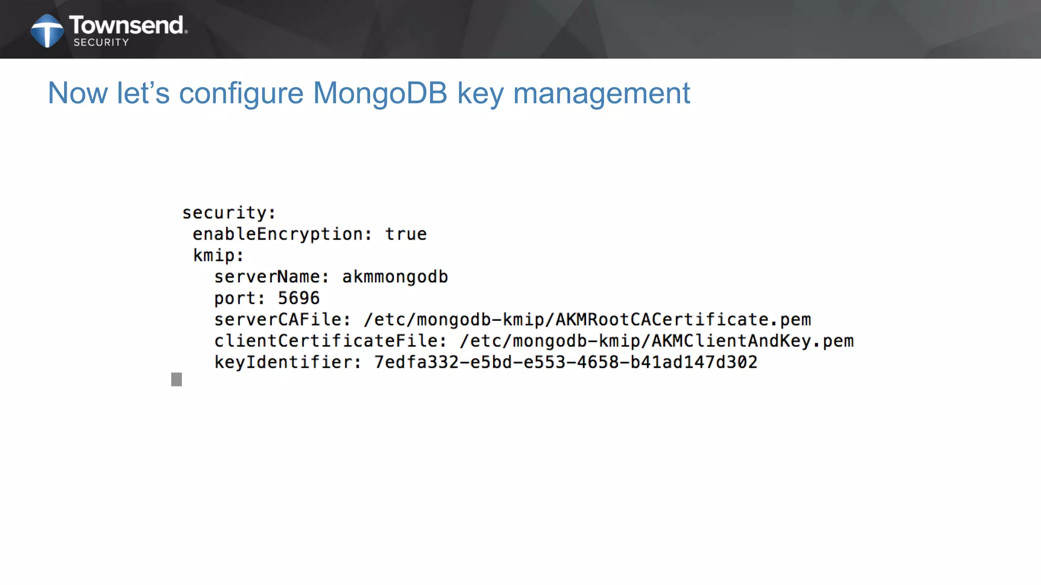 Now let’s configure MongoDB key management
 