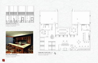 FURNITURE FLOOR PLAN: N.T.S.
CAD II: Tres Chic Restaurant
Created in ArchiCADBAR AREA RENDERING
CAD II: Tres Chic Restaurant
Created in ArchiCAD
INTERIOR ELEVATION: N.T.S.
CAD II: Tres Chic Restaurant
Created in ArchiCAD
1
 