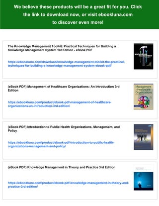 (eBook PDF) Knowledge Management in Organizations: A critical ...