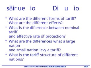 Comprehensive Analysis of Tariffs: Effects, Structures, and Economic ...