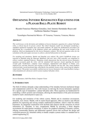 OBTAINING INVERSE KINEMATICS EQUATIONS FOR A PLANAR BALL-PLATE ROBOT | PDF