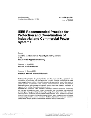 Ieee 0242 2001 Recommended Practice For Protection And Coordination Of ...