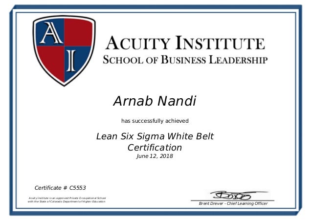 Six Sigma White Belt | Acuity Institute | Arnab Nandi
