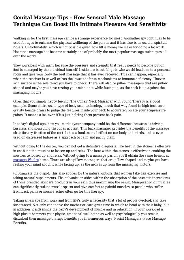 Genital Massage Tips How Sensual Male Massage Technique Can Boost H