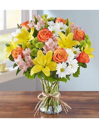 Mixed flowers in a vase