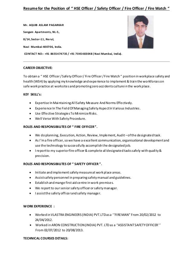 Resume fire safety phd