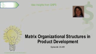 Idea Insights from GNPS
Matrix Organizational Structures in
Product Development
Episode 15-49
www.globalnpsolutions.com/idea-incubator/
1
 