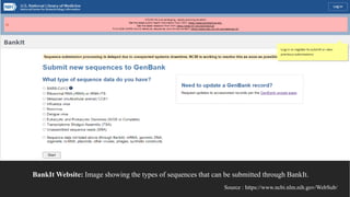 BankIt Website: Image showing the types of sequences that can be submitted through BankIt.
Source : https://www.ncbi.nlm.nih.gov/WebSub/
 
