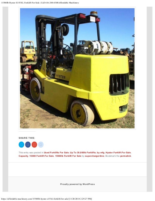 15500lb Hyster S155xl Forklift For Sale