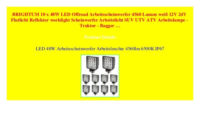 10x 48W LED Arbeitsscheinwerfer 12V Arbeitslampe work light Traktor SUV Trecker
