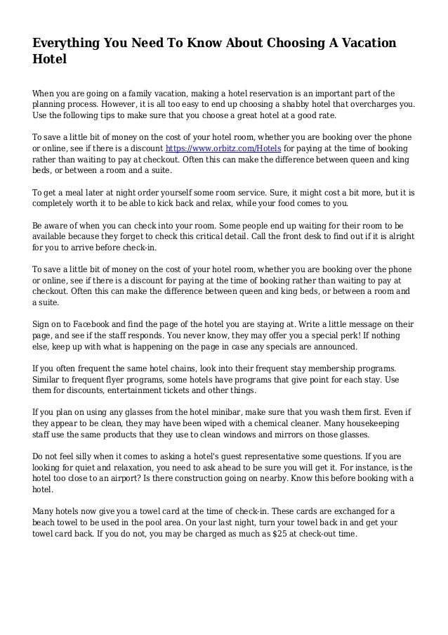 Everything You Need To Know About Choosing A Vacation Hotel