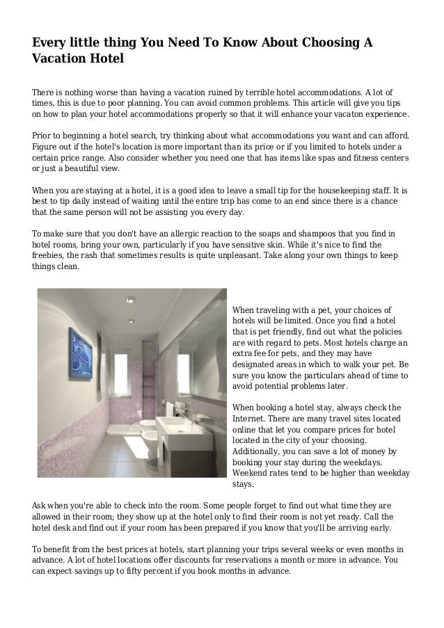 Every Little Thing You Need To Know About Choosing A Vacation Hotel