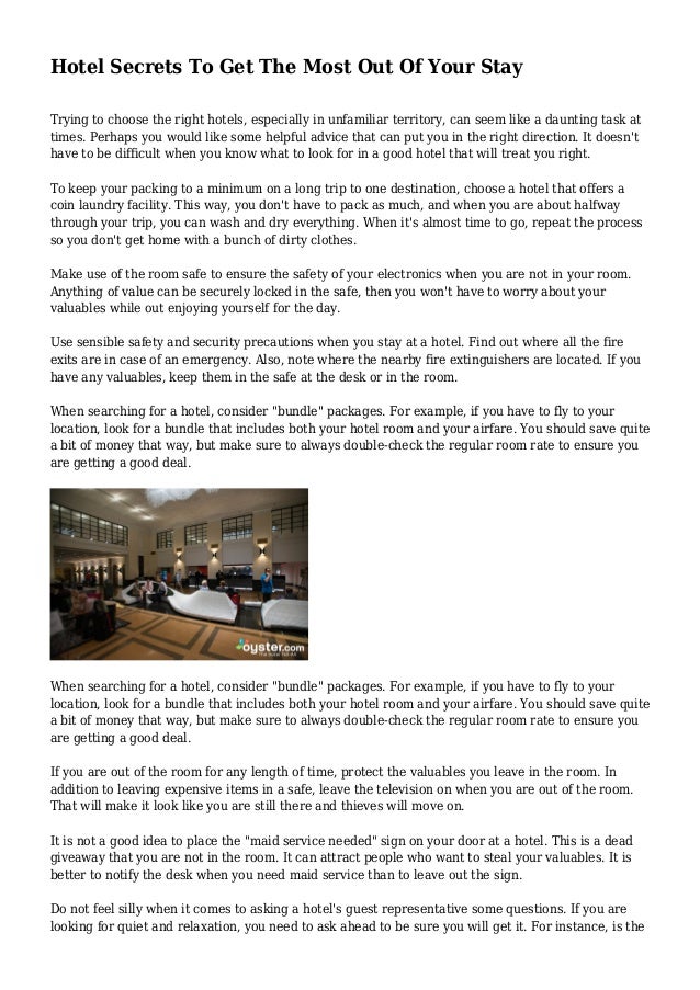 Hotel Secrets To Get The Most Out Of Your Stay