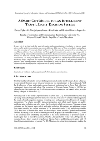 A SMART CITY MODEL FOR AN INTELLIGENT TRAFFIC LIGHT DECISION SYSTEM | PDF